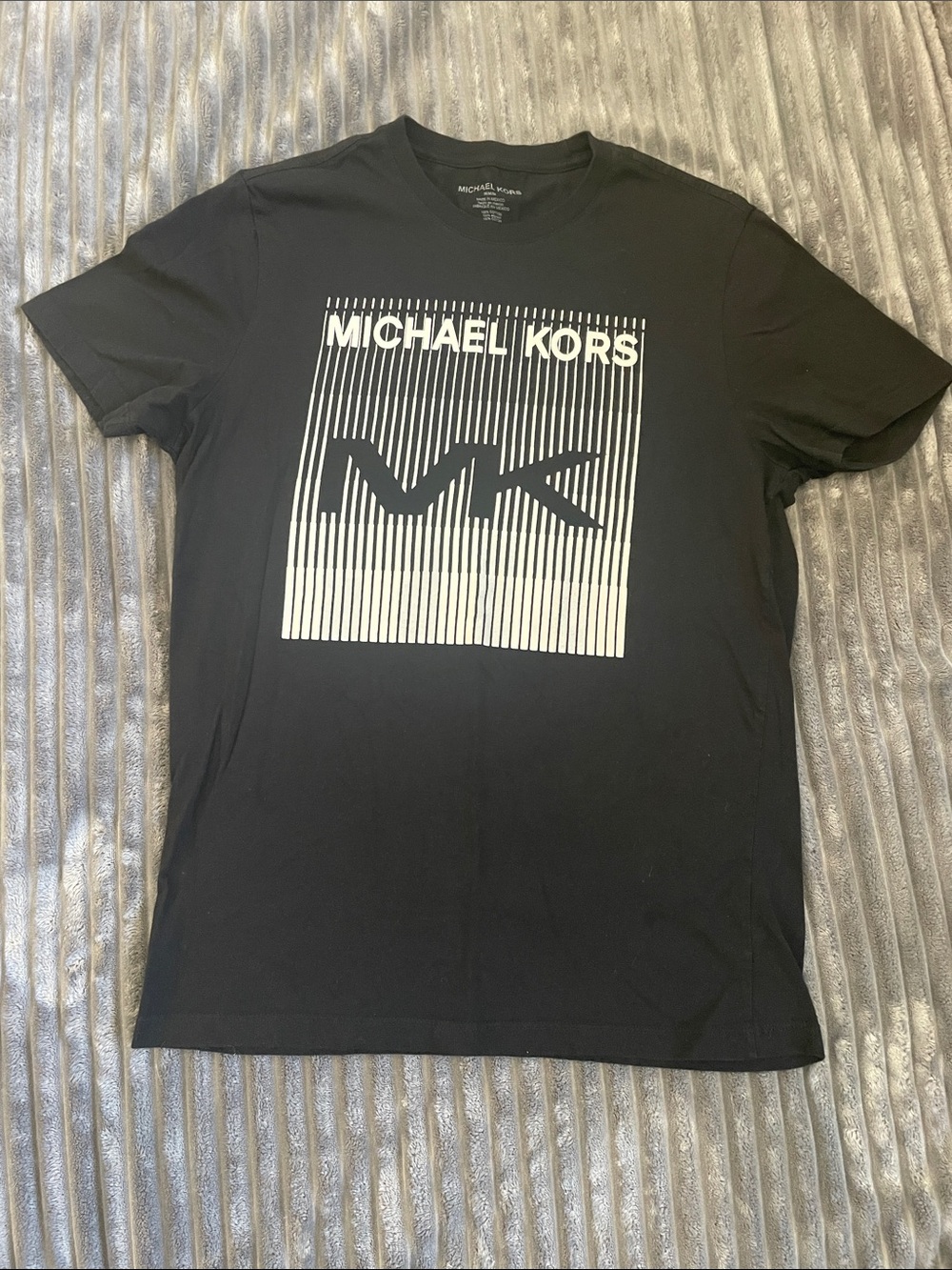 Michael Kors Black Tee with White MK Graphic